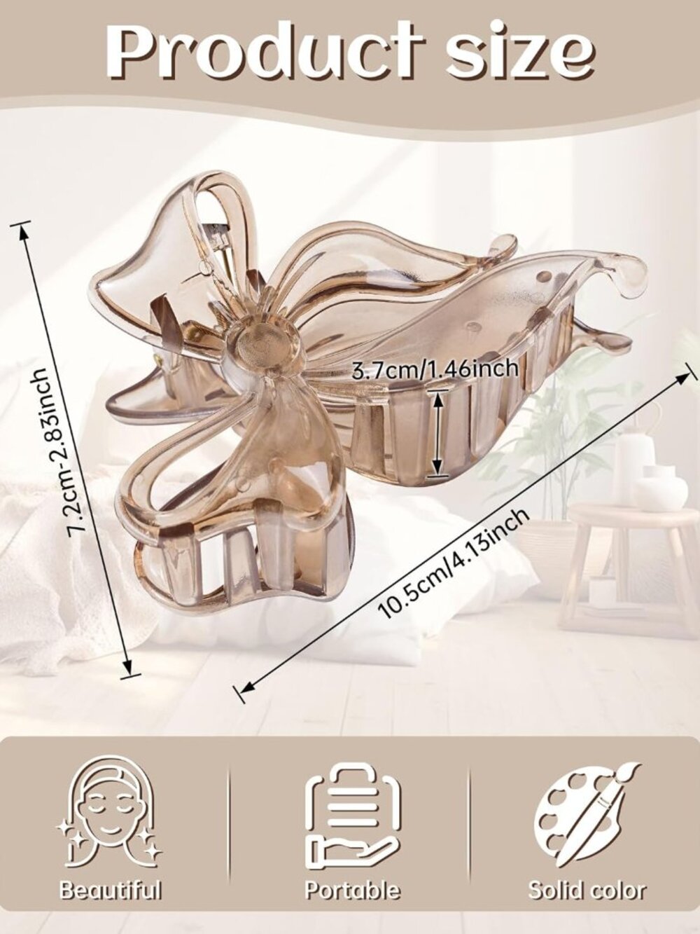 4 Pack Cute Bow Claw Clip for Women, Nonslip Large Matte Strong Hold Bows Hair C - Picture 2 of 7